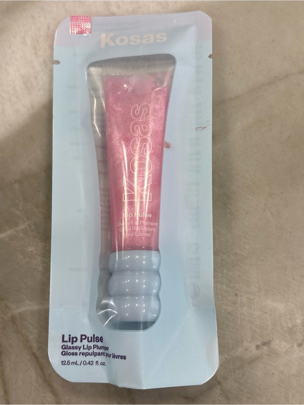 Kosas Aura Flare Lip Plumper Gloss — Pink & Light Blue Packaging